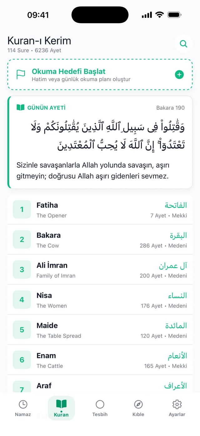 Kıble Yolu - Kur'an-ı Kerim ekranı