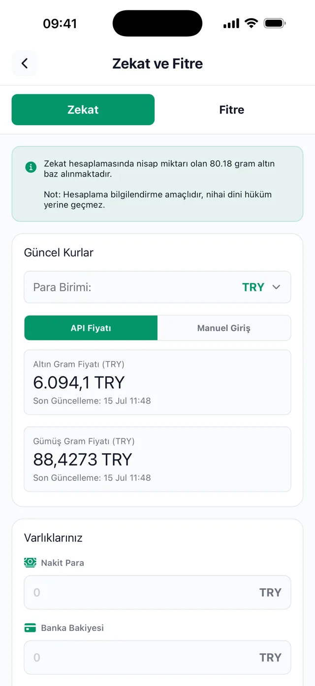 Kıble Yolu - Zekat ve Fitre ekranı